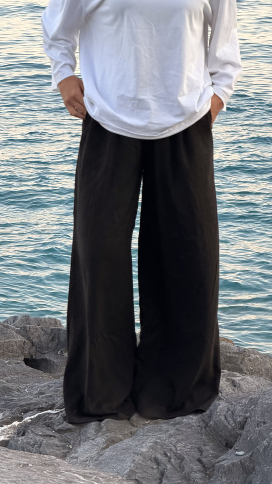 PANTALONI DI LINO NERI
