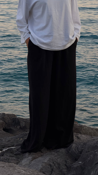 PANTALONI DI LINO NERI