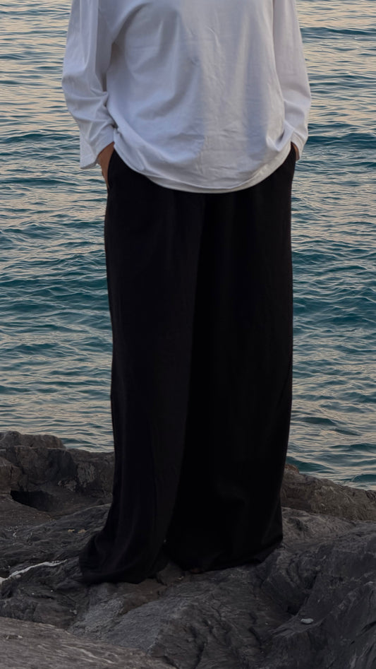 PANTALONI DI LINO NERI