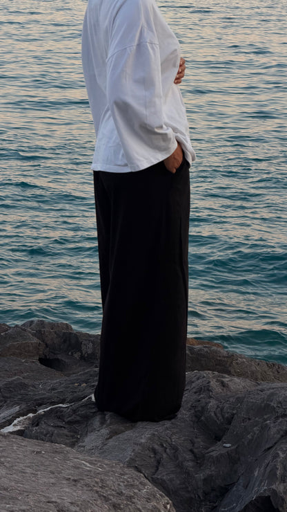 PANTALONI DI LINO NERI