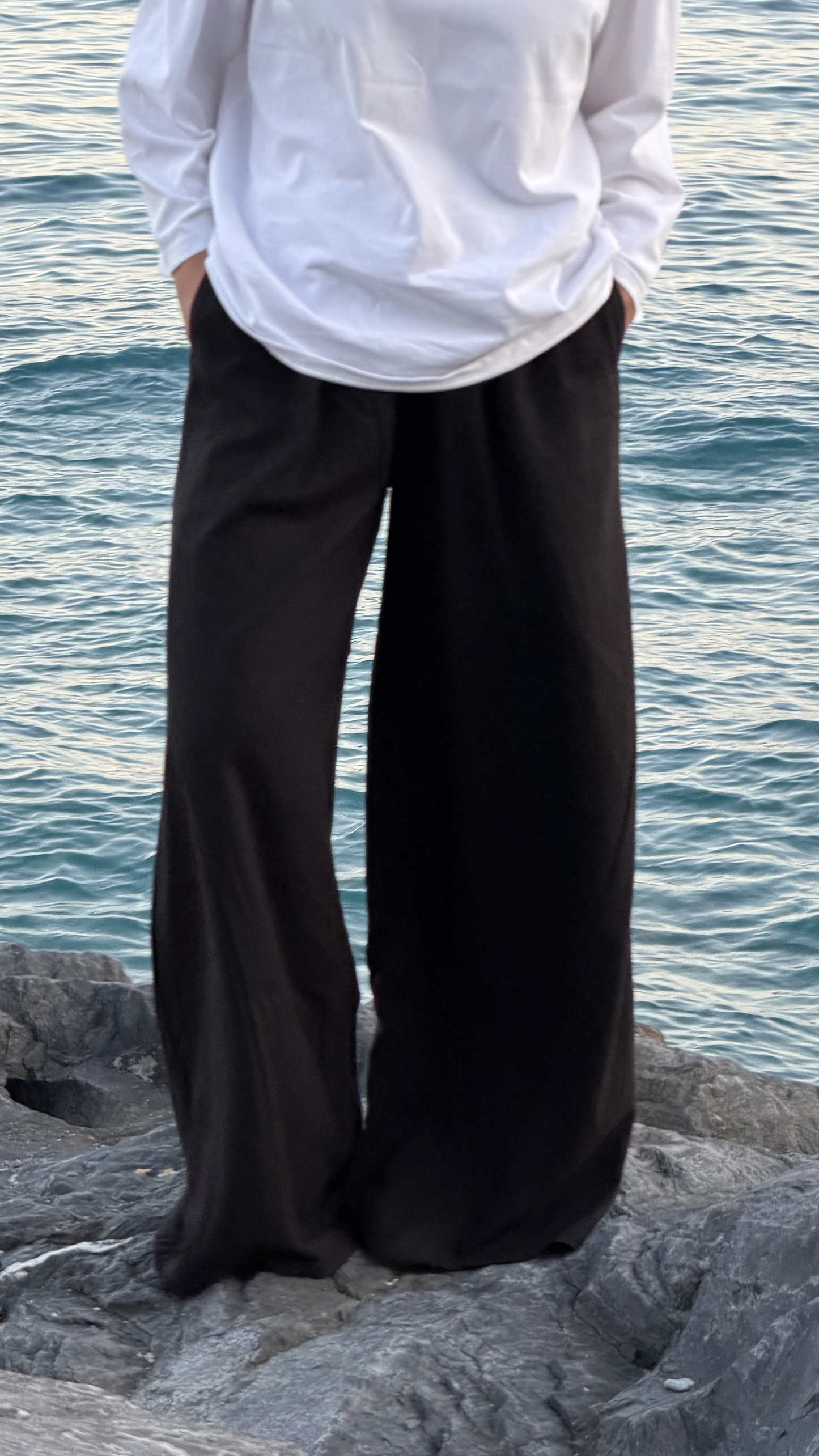 PANTALONI DI LINO NERI